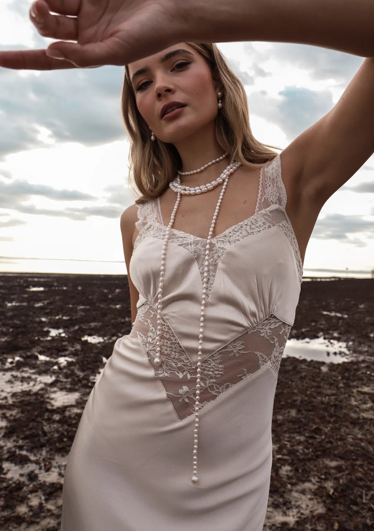 Lola Knight - Valentina Long Stand Freshwater Pearl Bridal Necklace