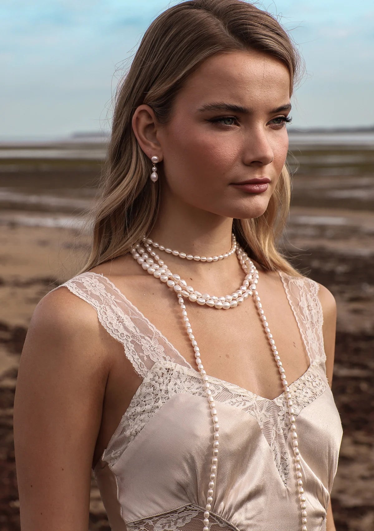 Lola Knight - Valentina Long Stand Freshwater Pearl Bridal Necklace