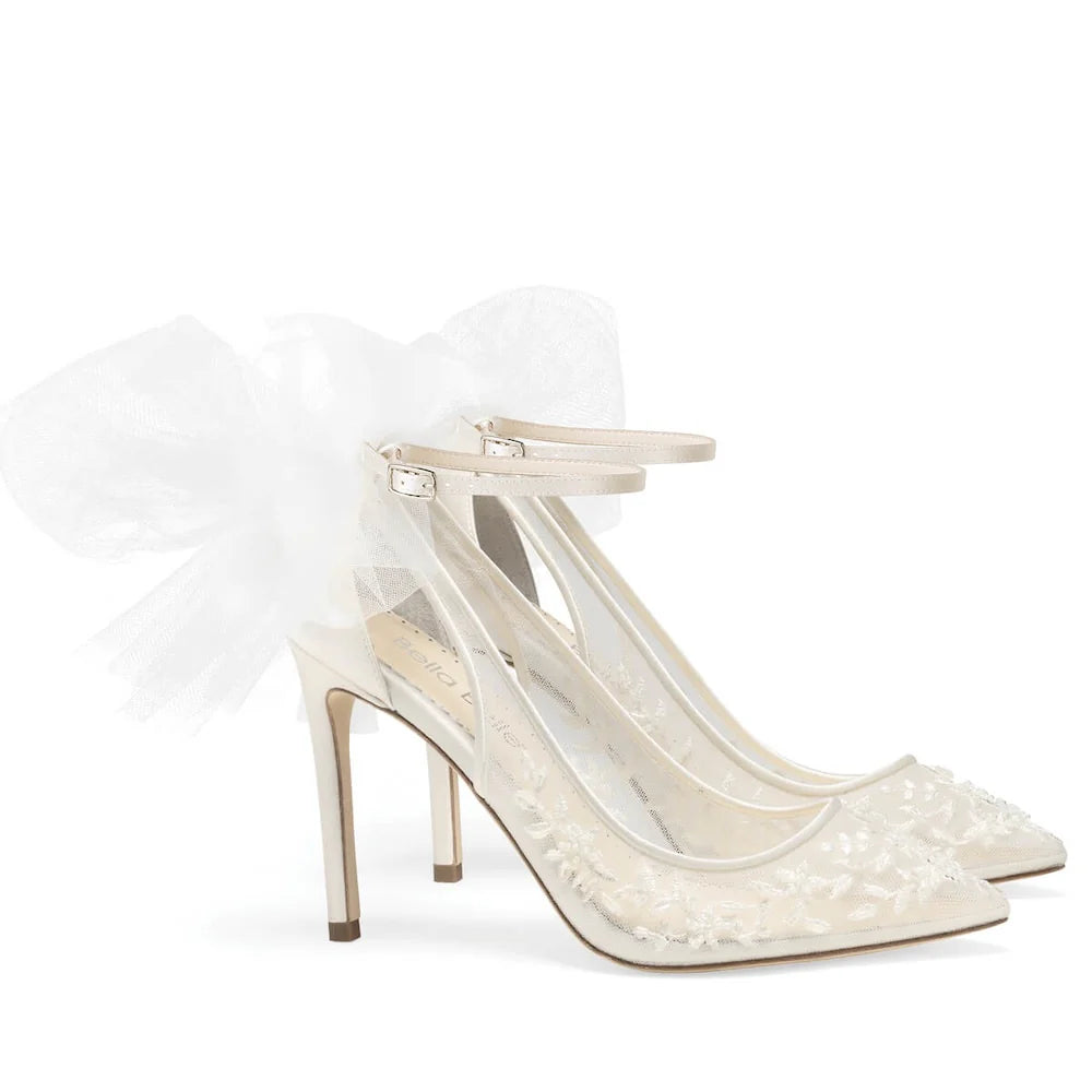 Edna - Floral and Tulle Bow Pump