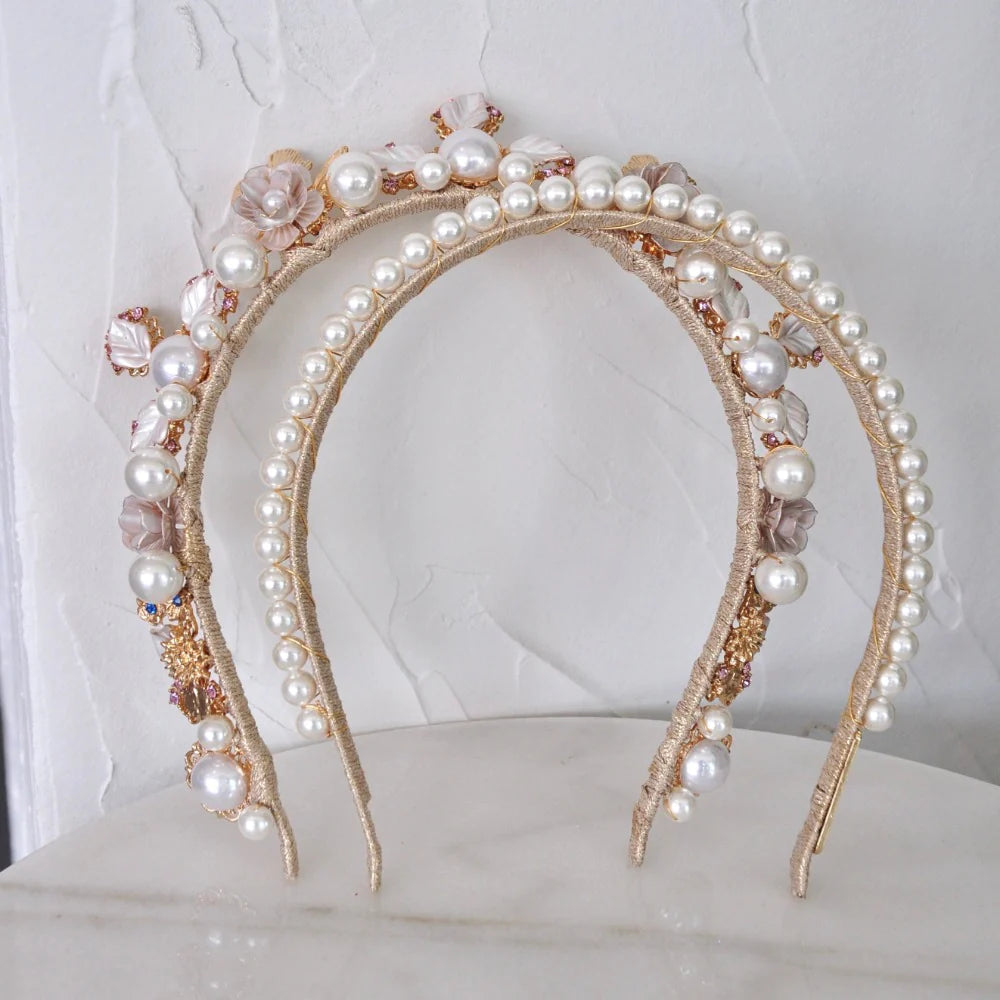A'el Este - Aubrey - Bridal Pearl Headband - Gold