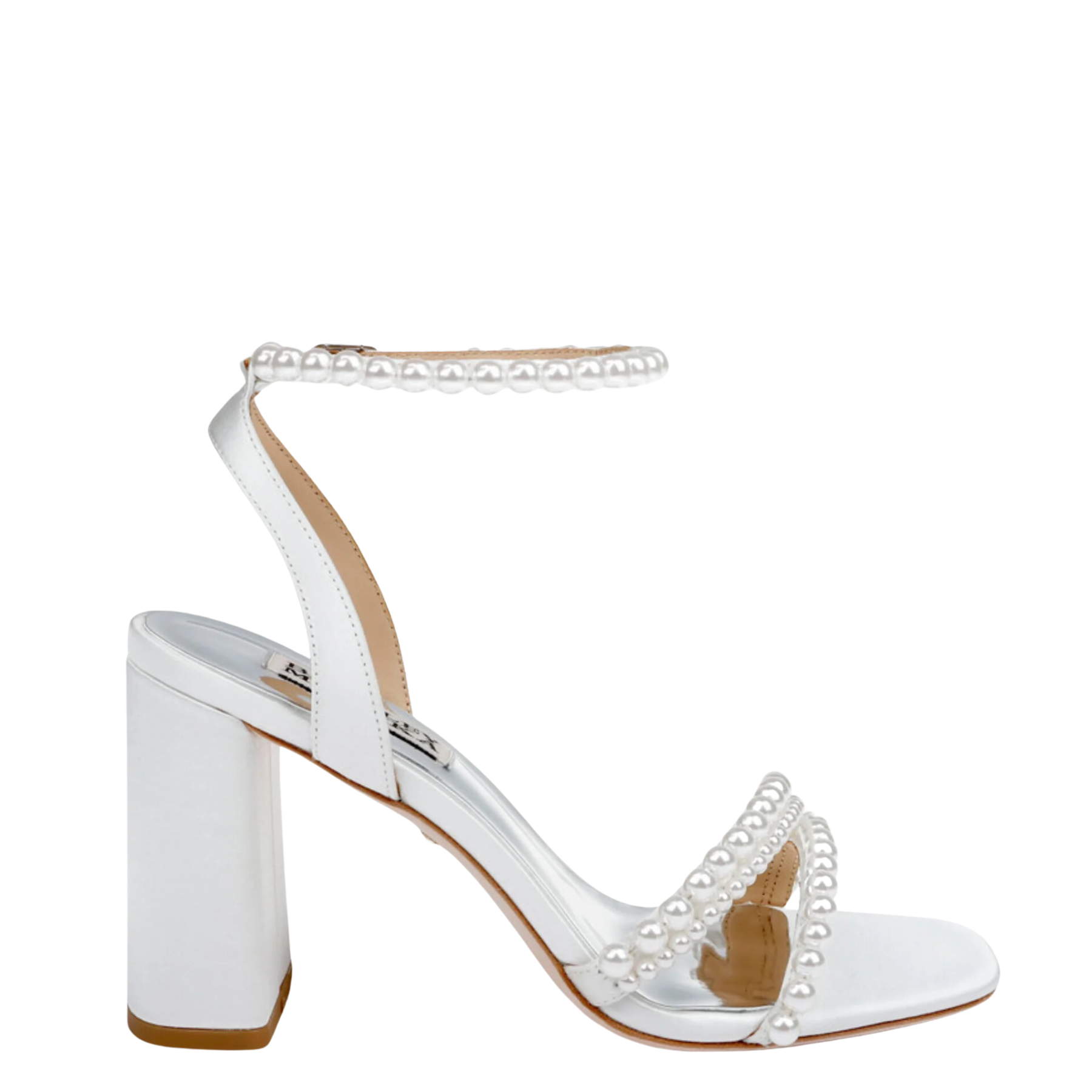 Feisty - Open Toe Strappy Pearl Block Heel - Soft White