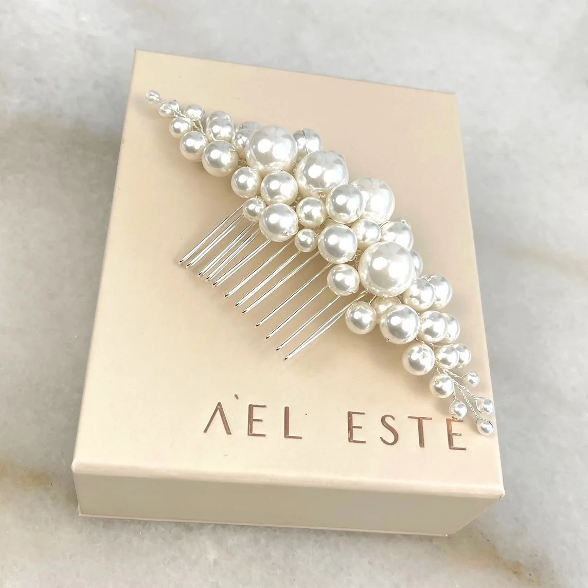 A'el Este - Savannah - Pearl Bridal Comb - Gold