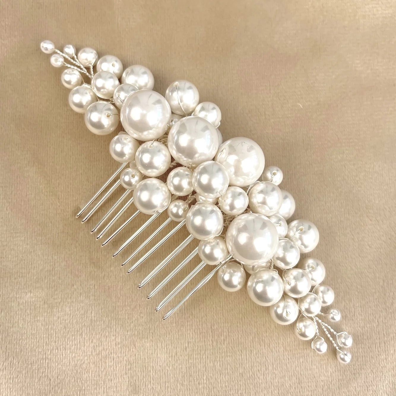 A'el Este - Savannah - Pearl Bridal Comb - Silver