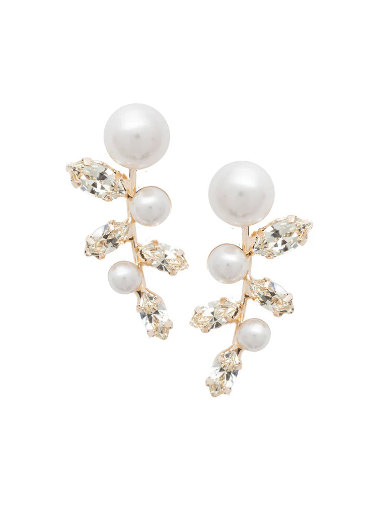 Elizabeth Bower - Pearllum Crystal & Pearl Stud - Rhodium Silver