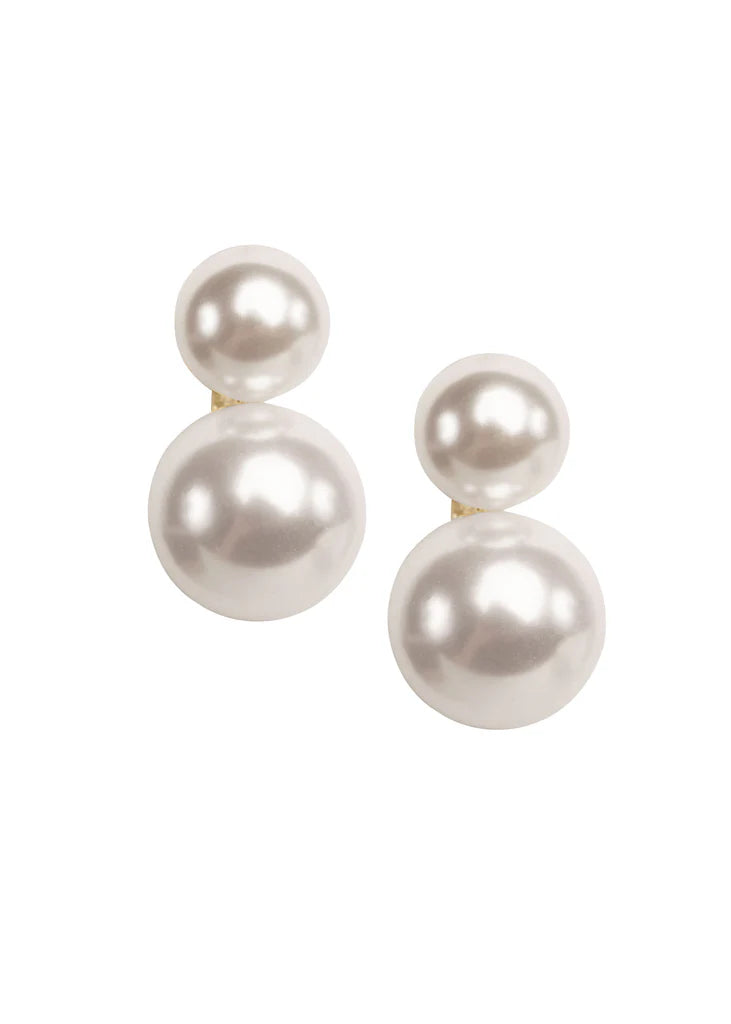 Elizabeth Bower - Pearl Dublet Stud - Rhodium Silver