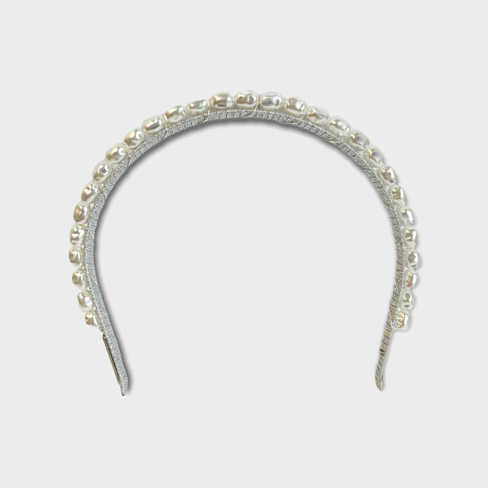 A'el Este - Mia - Natural Pearl Bridal Headband - Silver
