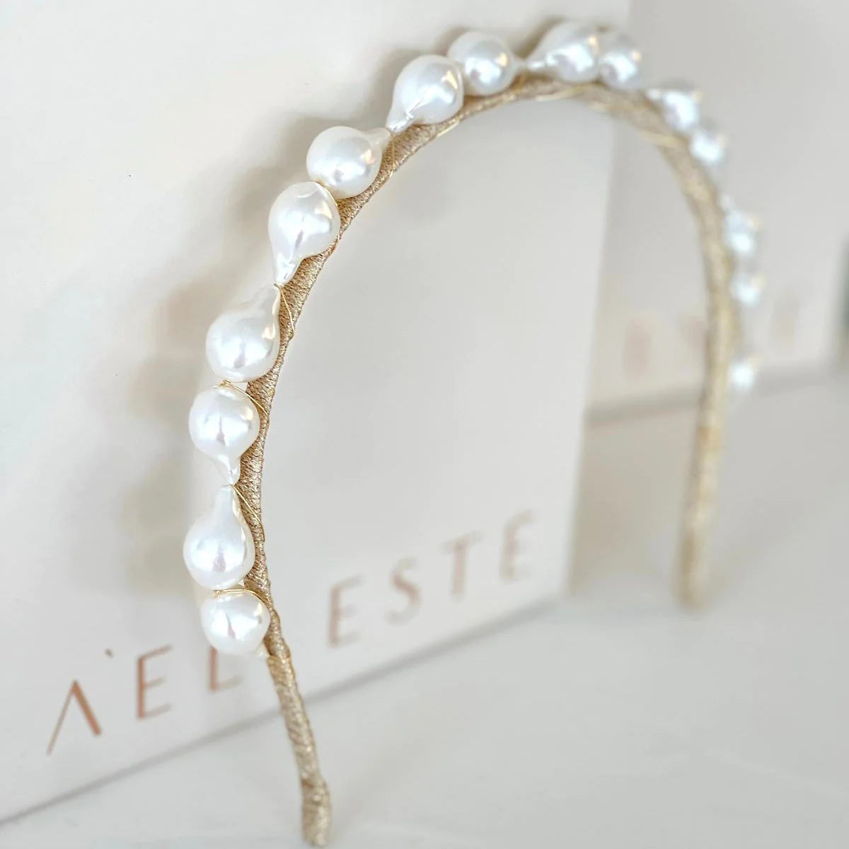 A'el Este - Bellini - Bridal Pearl Headband - Gold