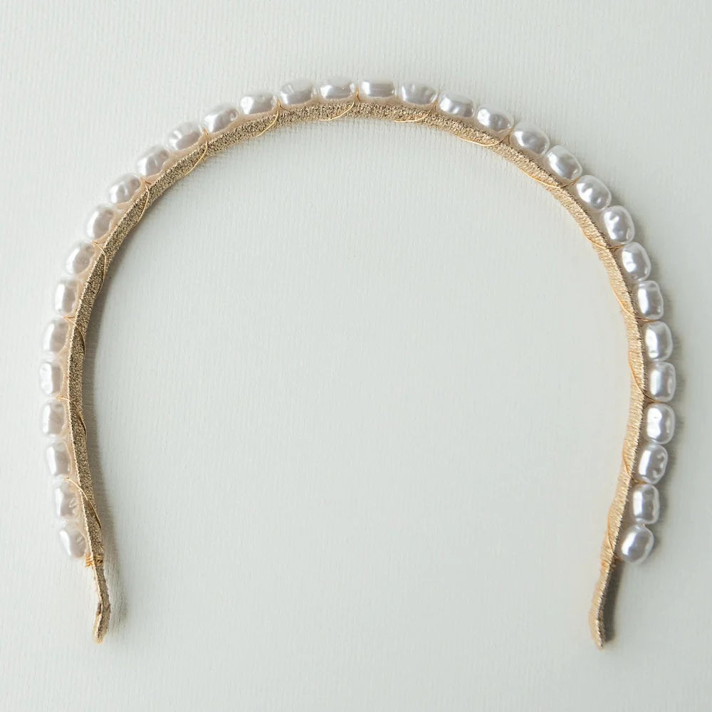 A'el Este - Charlotte & Mia - Bridal Pearl Headband Set - Gold