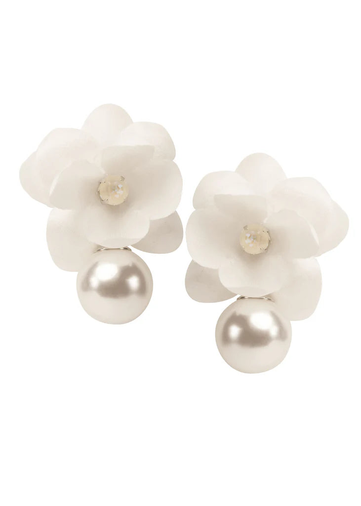 Elizabeth Bower - Organna Pearl Flower Stud - Gold/Ivory