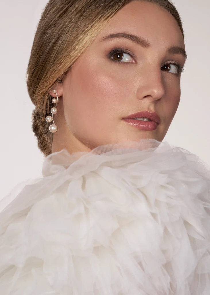 Elizabeth Bower - Pearlette Drop Short - Rhodium Silver
