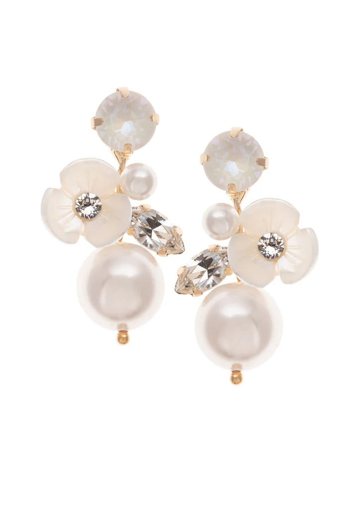 Elizabeth Bower - Trillium Pearl & Crystal Bauble Drop - Gold – The ...