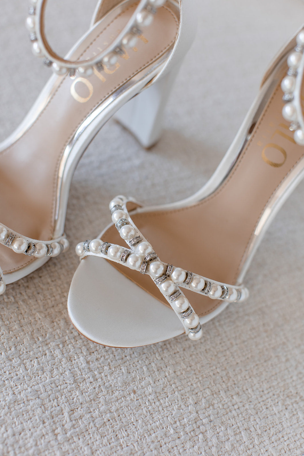 Alexandra - White Pearl Bridal Block Heel