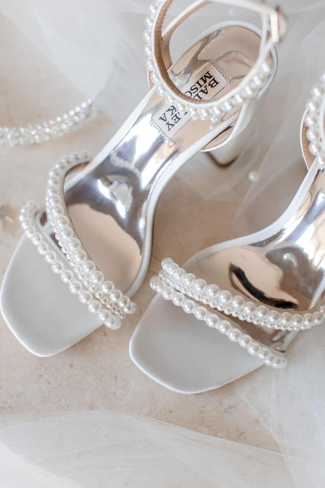 Feisty - Open Toe Strappy Pearl Block Heel - Soft White