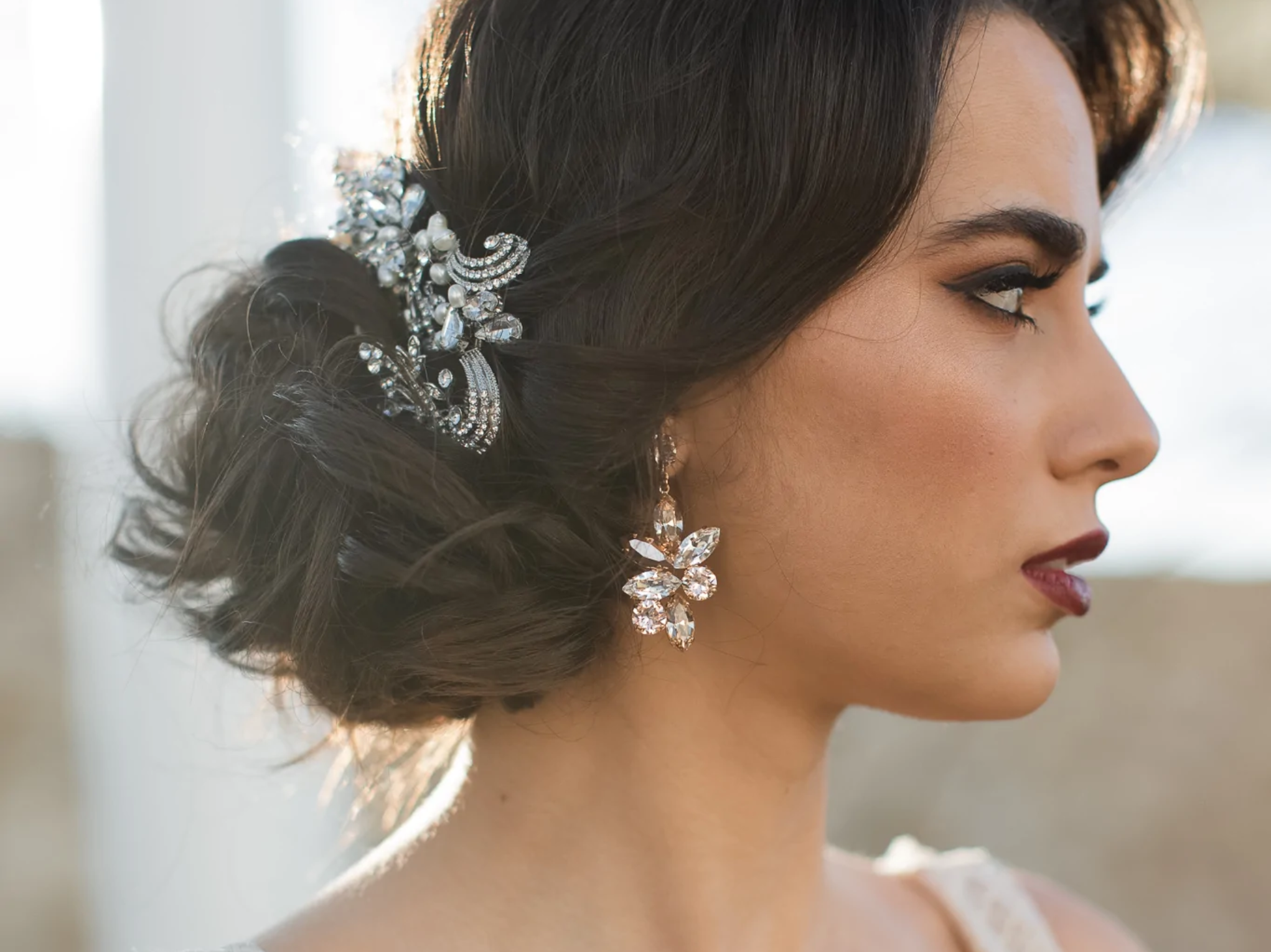 Jen - Rose Gold Swarovski Statement Bridal Drop Earrings