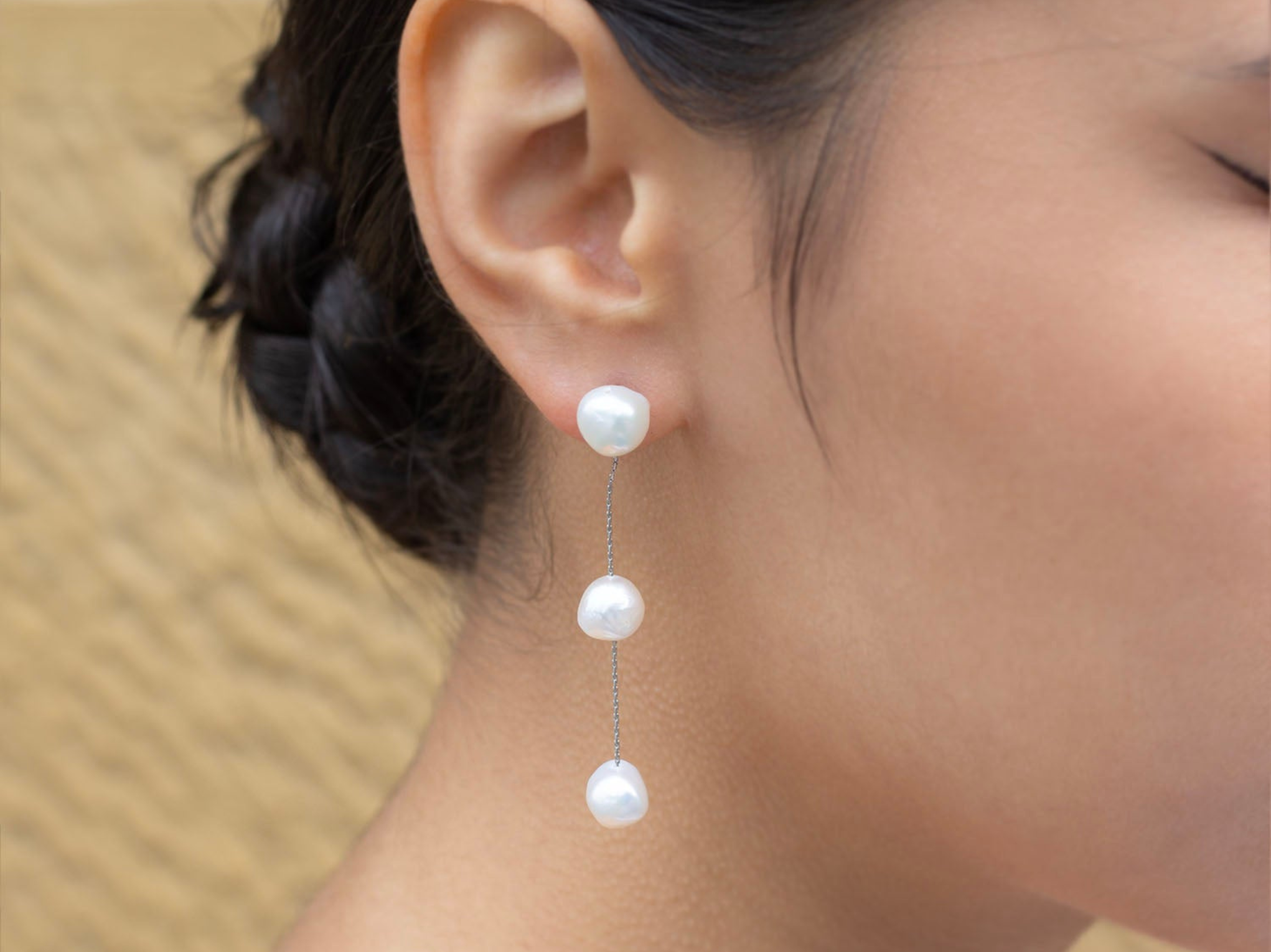 Jade - Freshwater Pearl Drop Bridal Earrings
