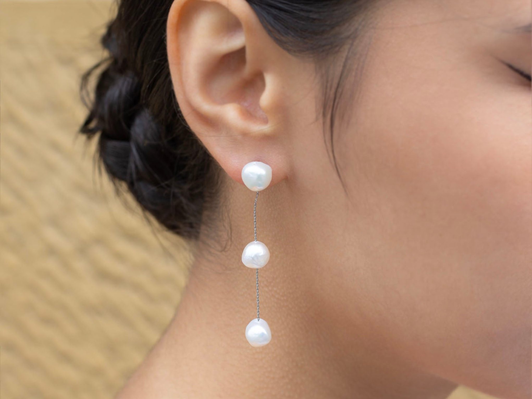 Jade Freshwater Pearl Drop Bridal Earrings The White Collection