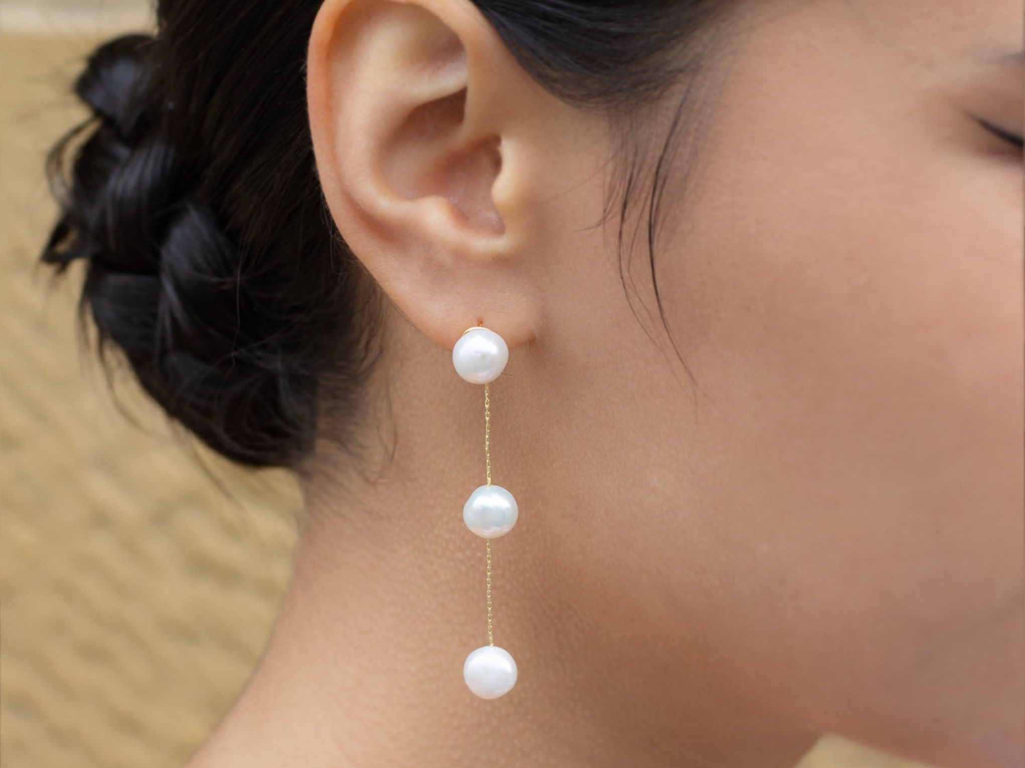 Pearl drop earrings long deals