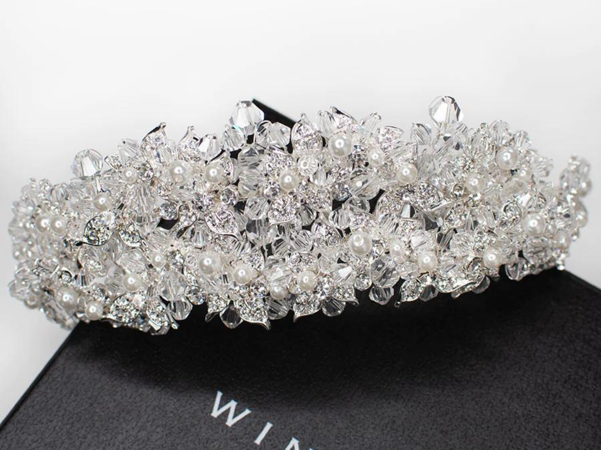 Audrey - Modern Pearl & Crystal Double Bridal Crown