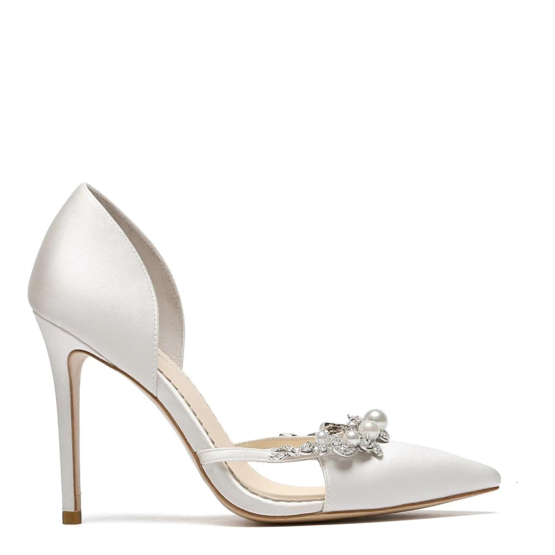 Lilian - Ivory Silk Crystal Pearl Pointed Bridal Heel