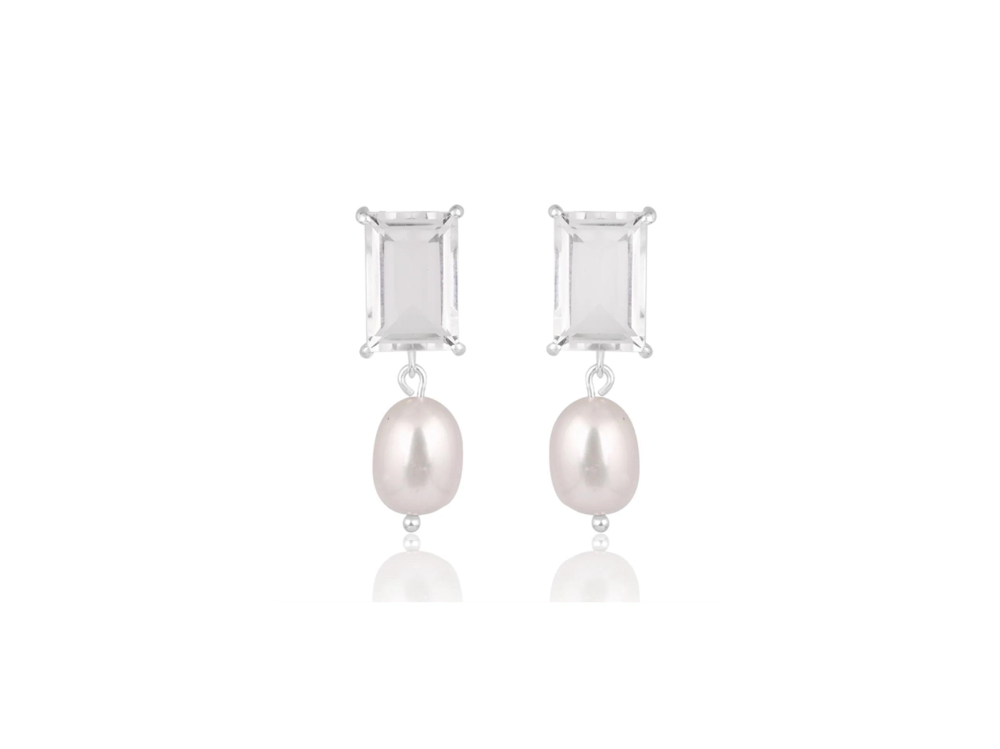 Lola Knight - Thea - Pearl & Crystal Earrings - Silver