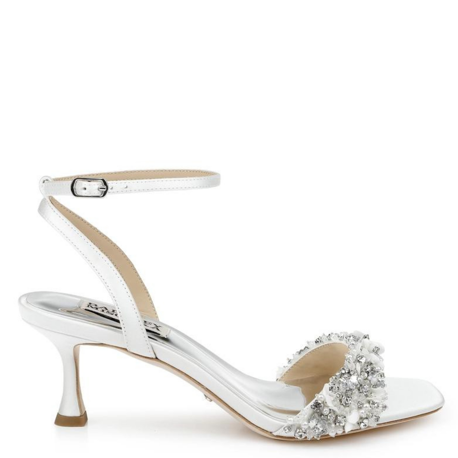 Badgley Mischka - Telissa - Open Toe Mid Kitten Heel With Pearls and ...