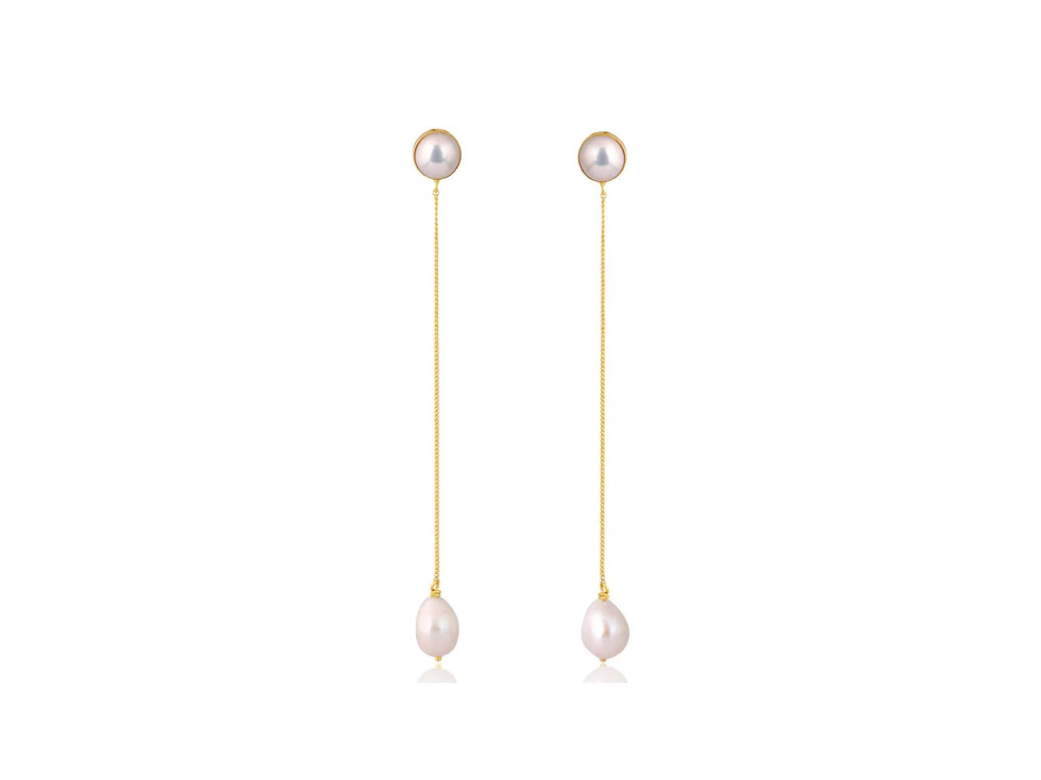 Lola Knight - Maya - Pearl Dangle Earrings - 18CT Gold