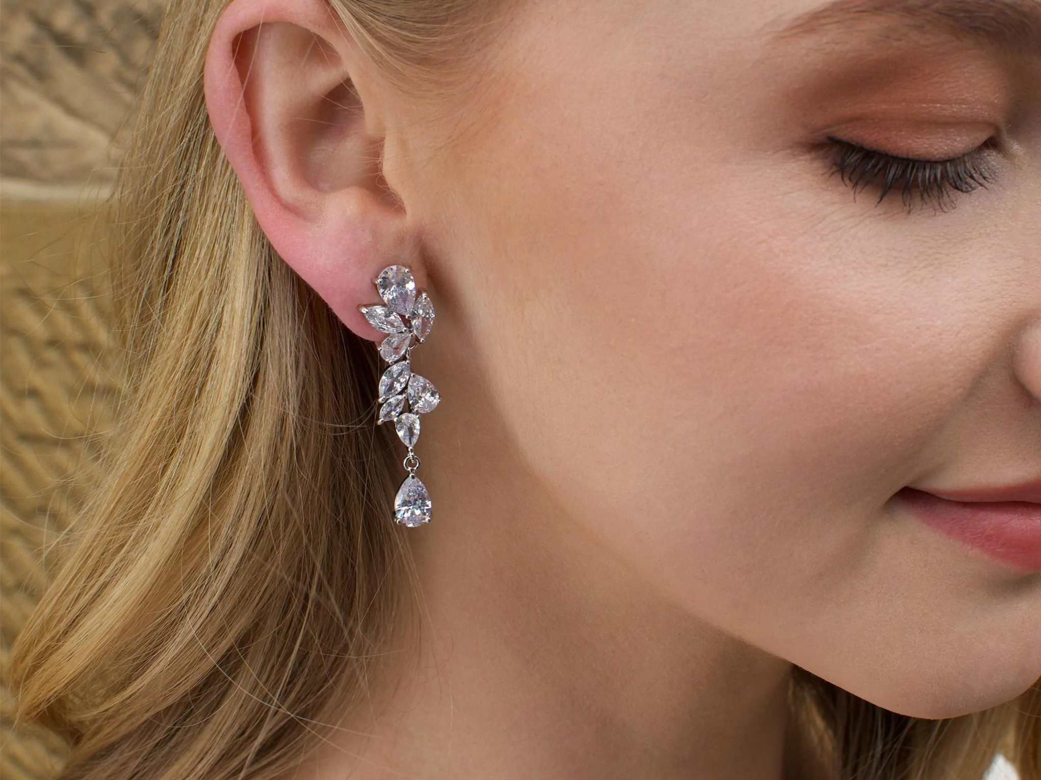 Clara - Crystal Cluster Drop Bridal Earrings