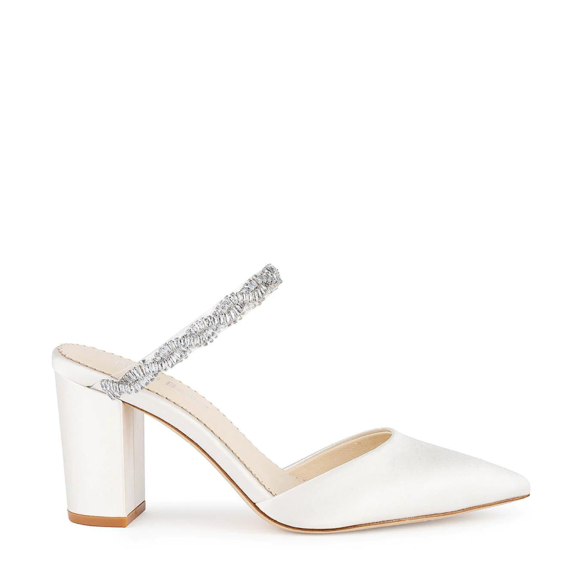 Bella Belle Weslyn Ivory Bridal Mules with Crystal Strap The