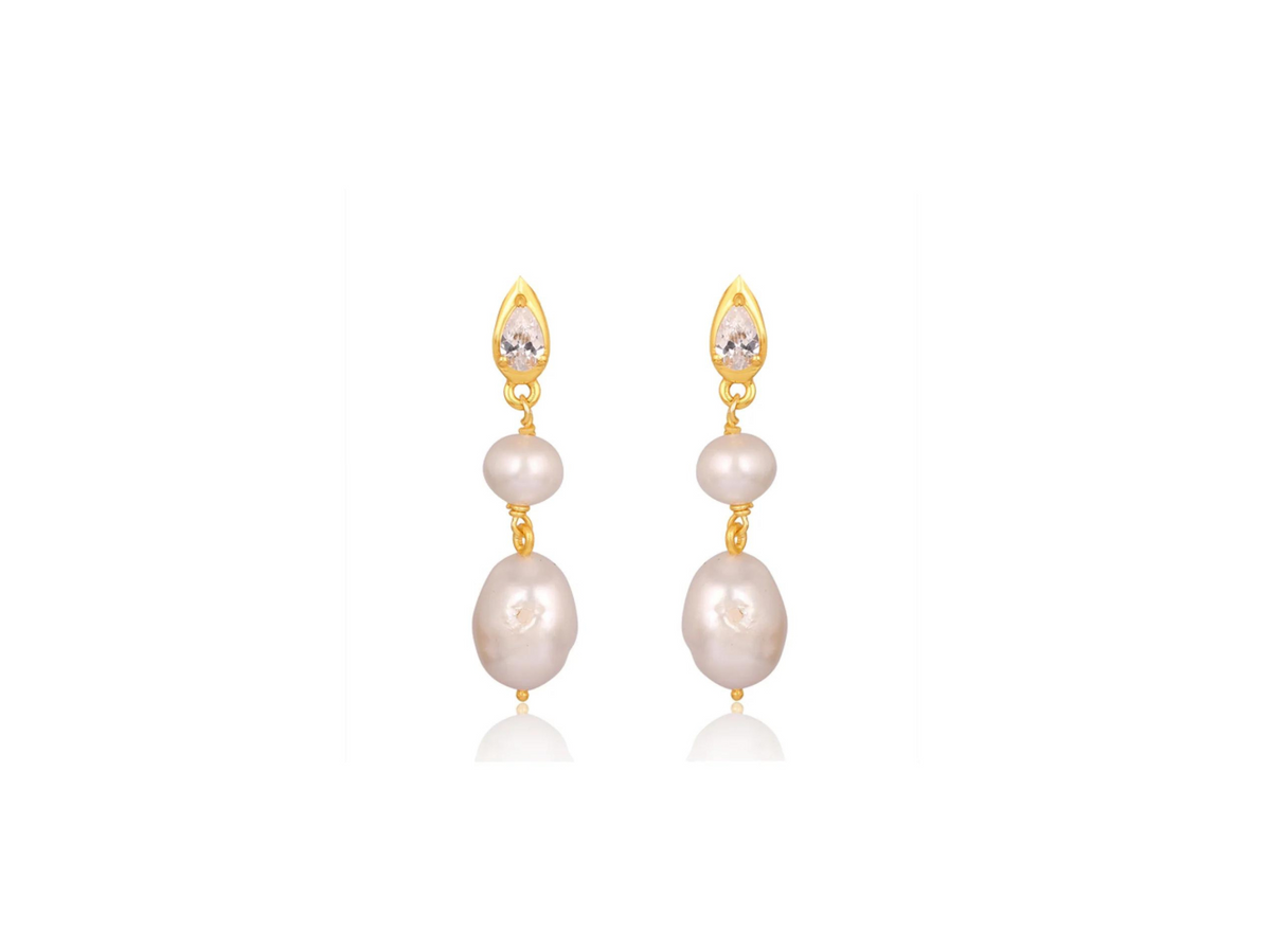 Lola Knight - Lulu - Pearl & Crystal Drop Earrings - 18CT Gold | The ...