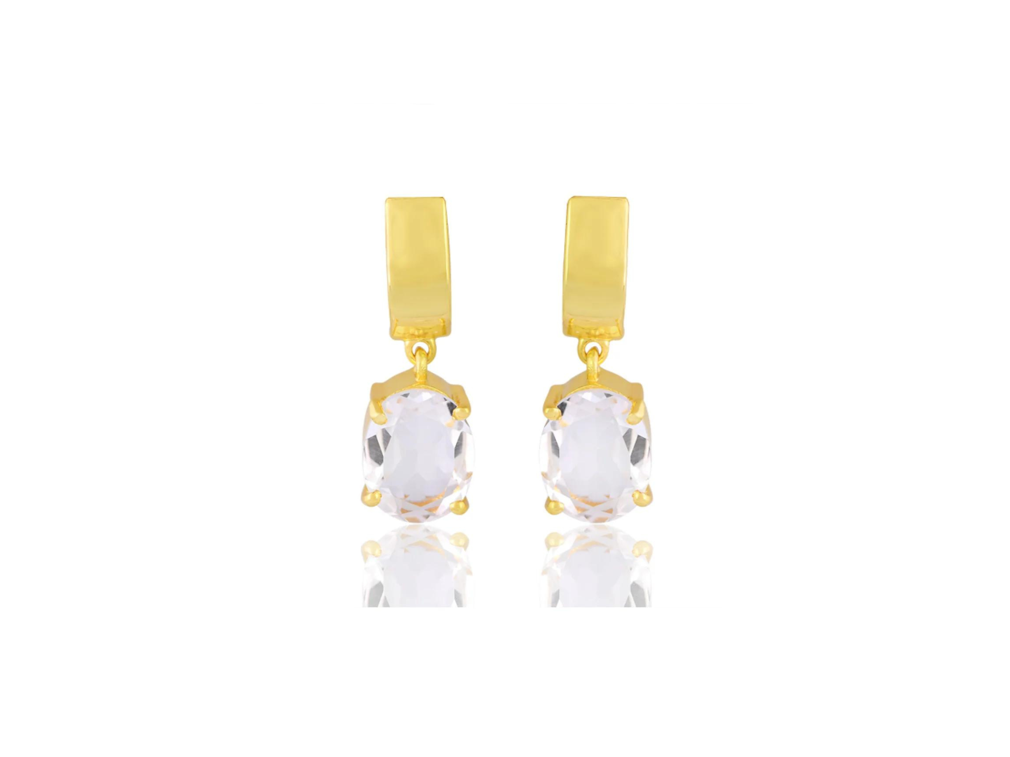 Lola Knight - Ella - Crystal Quartz Earrings - 18CT Gold