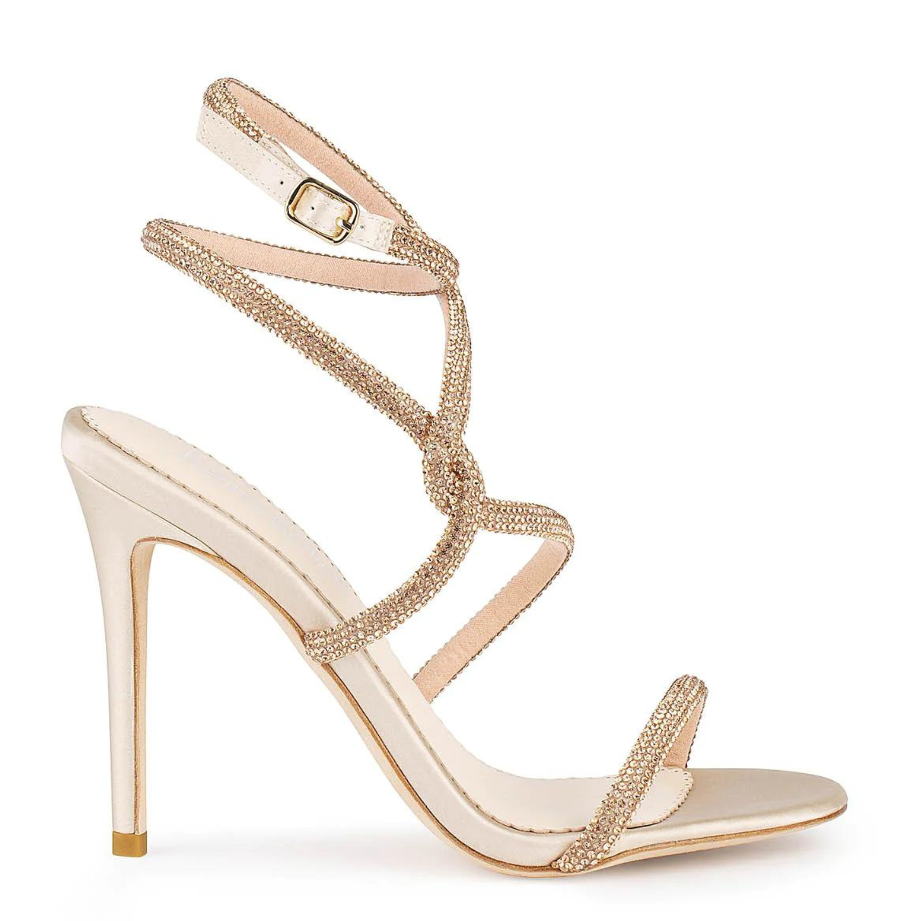 Teagan Crystal Rope Gold Strappy Bridal Heels