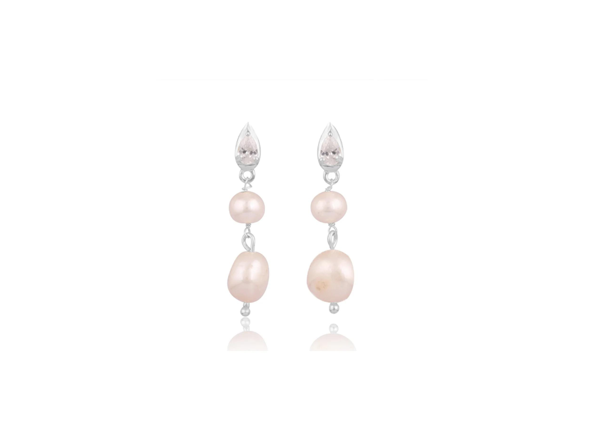 Lola Knight - Lulu - Pearl & Crystal Drop Earrings - Silver