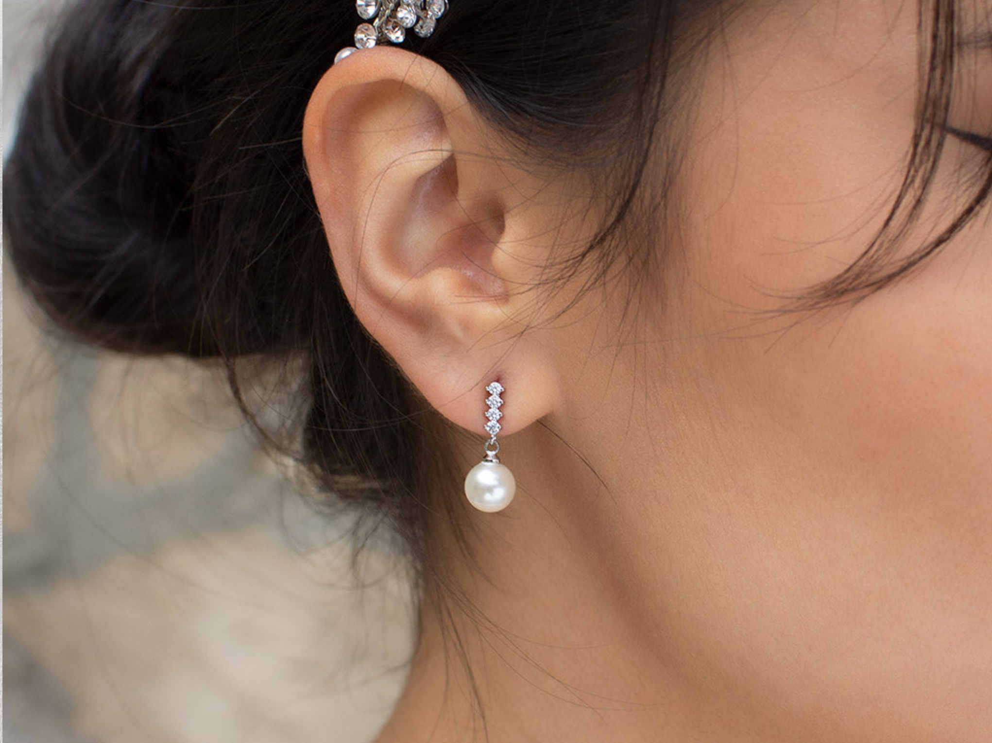 Cynthia - Simple Classic Pearl Drop Bridal Earrings