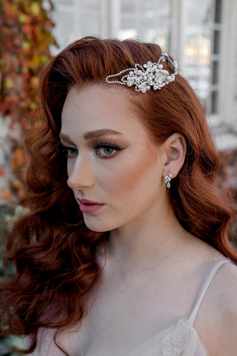 Eve - Crystal Dainty Leaf Drop Bridal Earrings