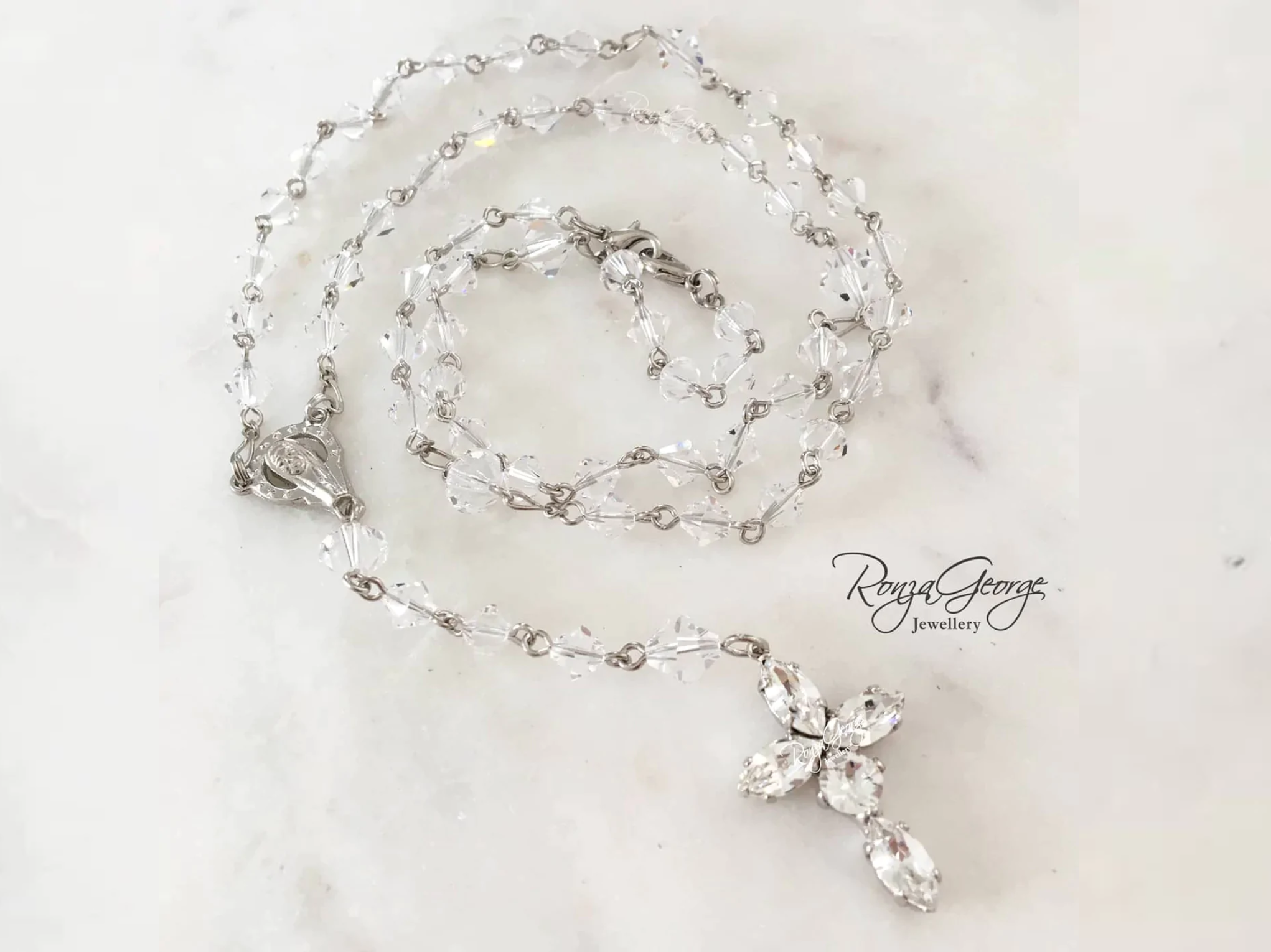 Crystal rosary necklace discount