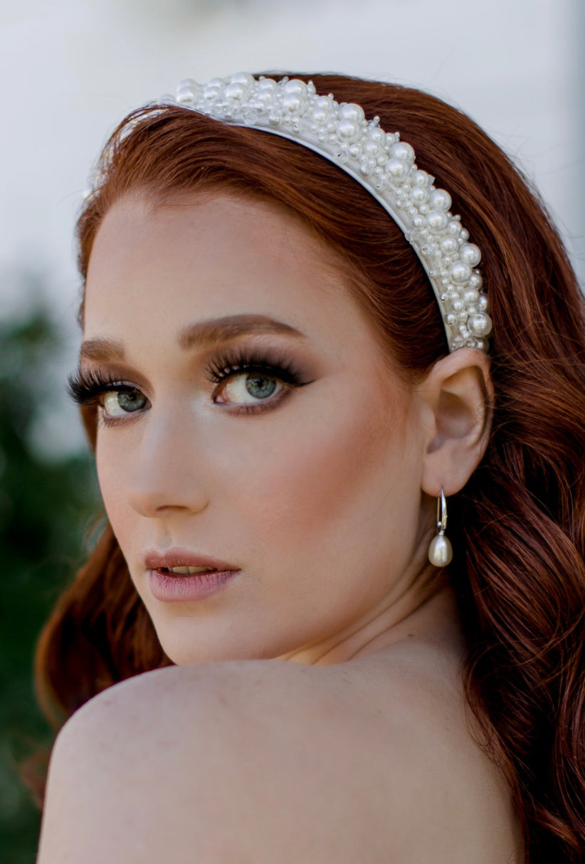 Vanessa - Pearl Crystal Cluster Bridal Headband