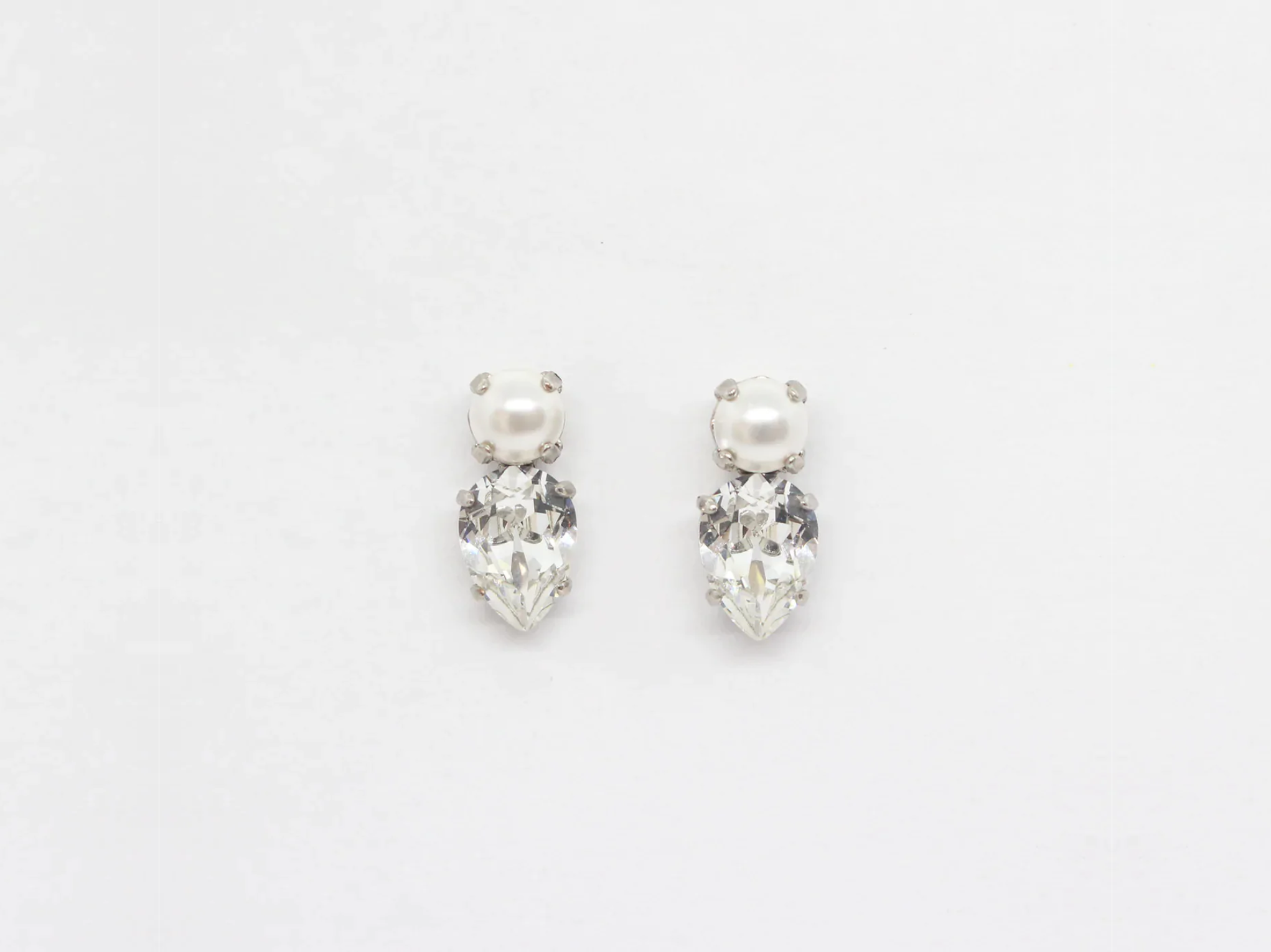 Aspen - Pearl & Swarovski Silver Bridal Stud Earrings