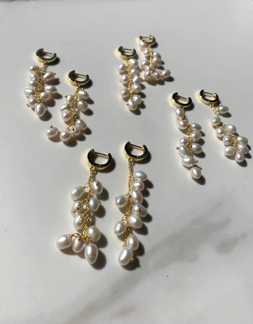 Lola Knight - Maree - Mini Pearl Hoop Earrings - 18CT Gold