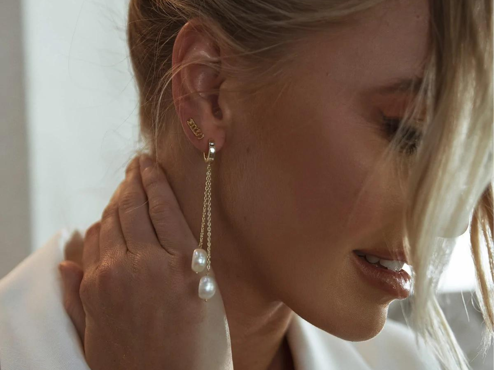 Pearl hoop discount earrings silver