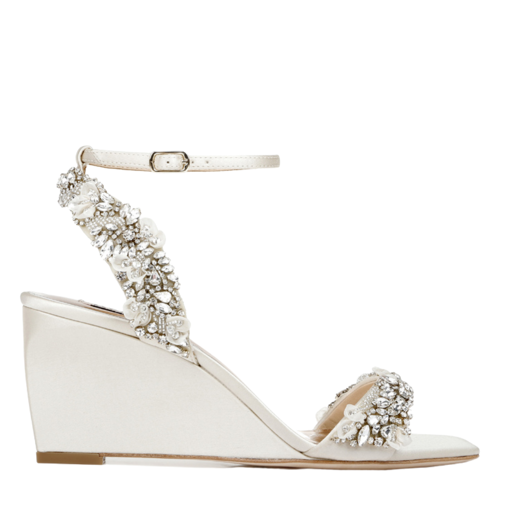 Badgley Mischka - Blakely Ivory Wedged Bridal Heel | The White Collection