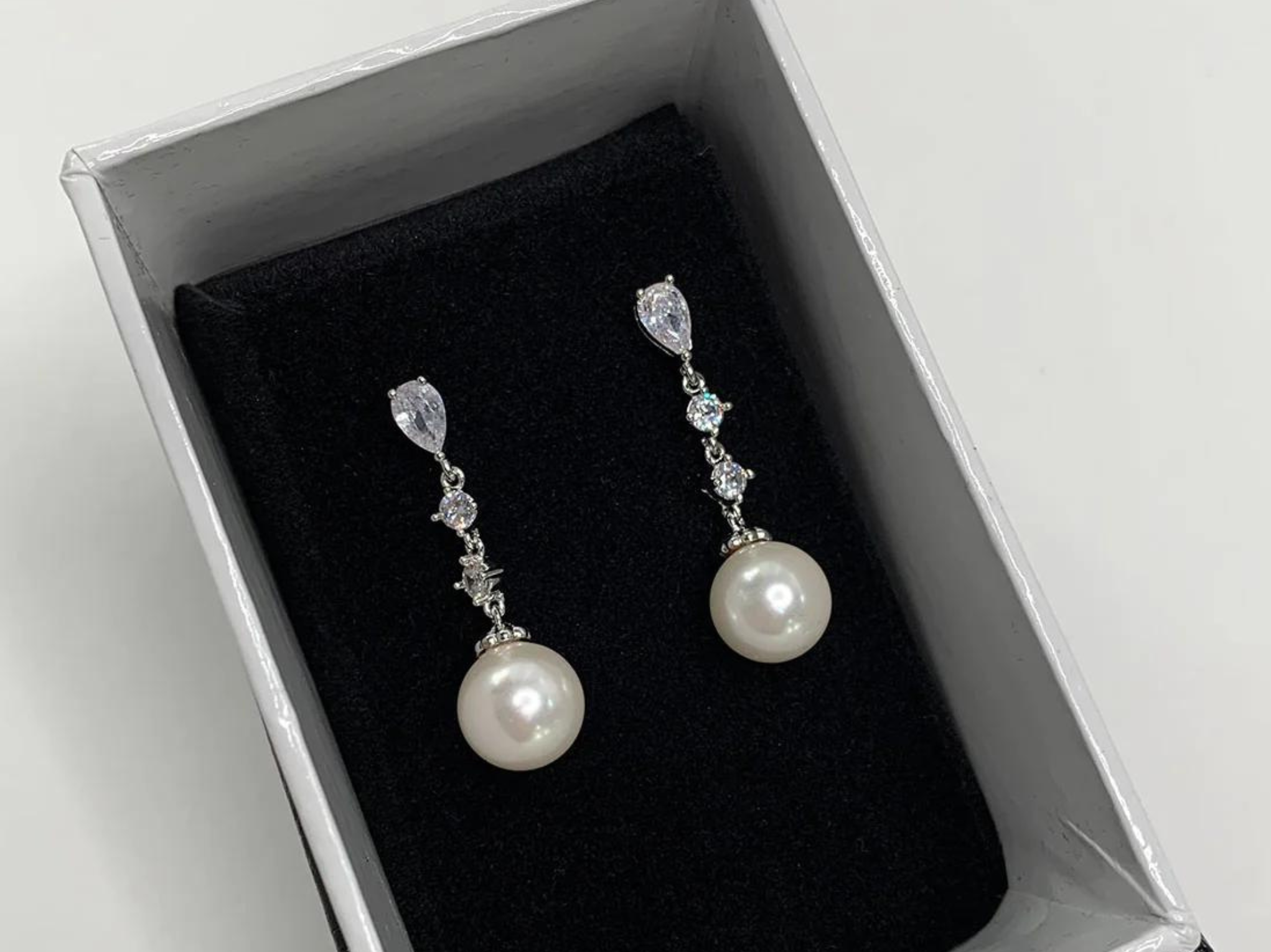 Beatrice - Long Pearl Drop Bridal Earrings