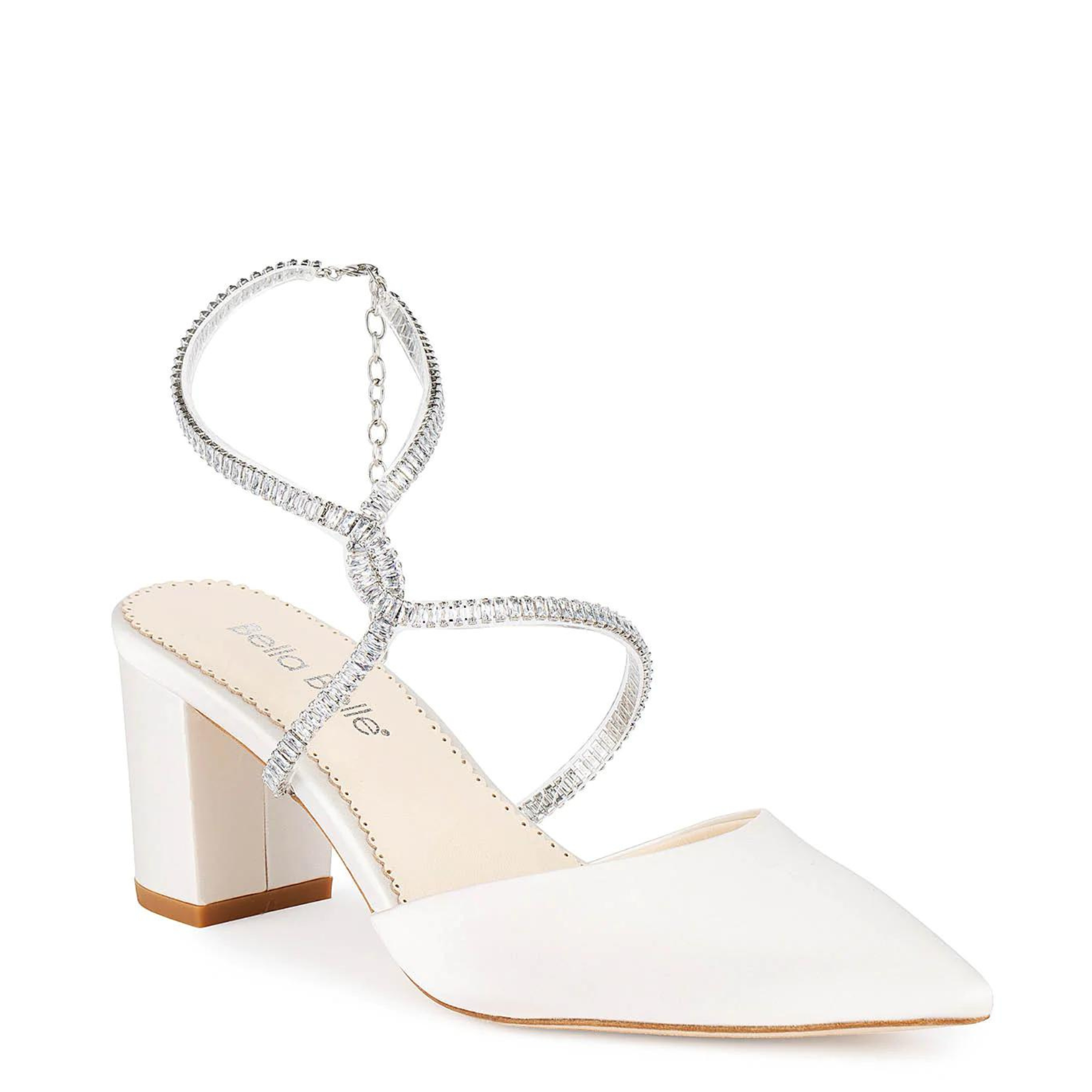 Skylar Ivory Crystal Strappy Bridal Block Heels