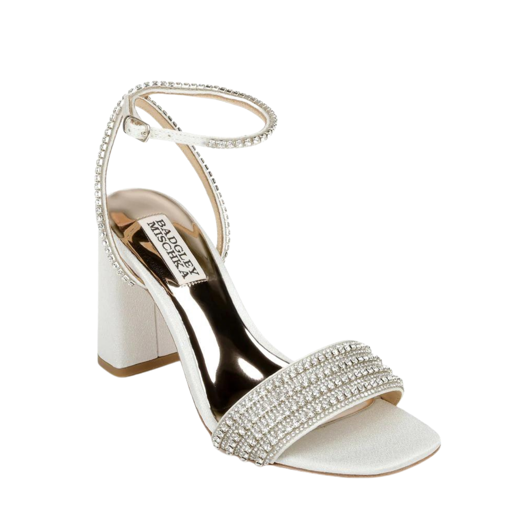 Badgley mischka valerie 2025 rhinestone strap satin pumps