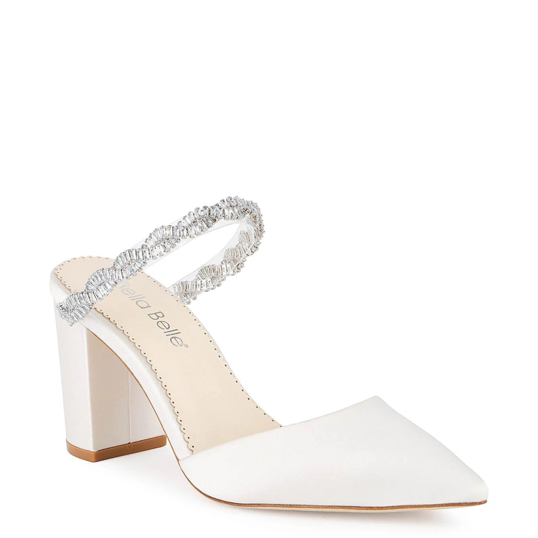 Weslyn - Ivory Bridal Mules with Crystal Strap