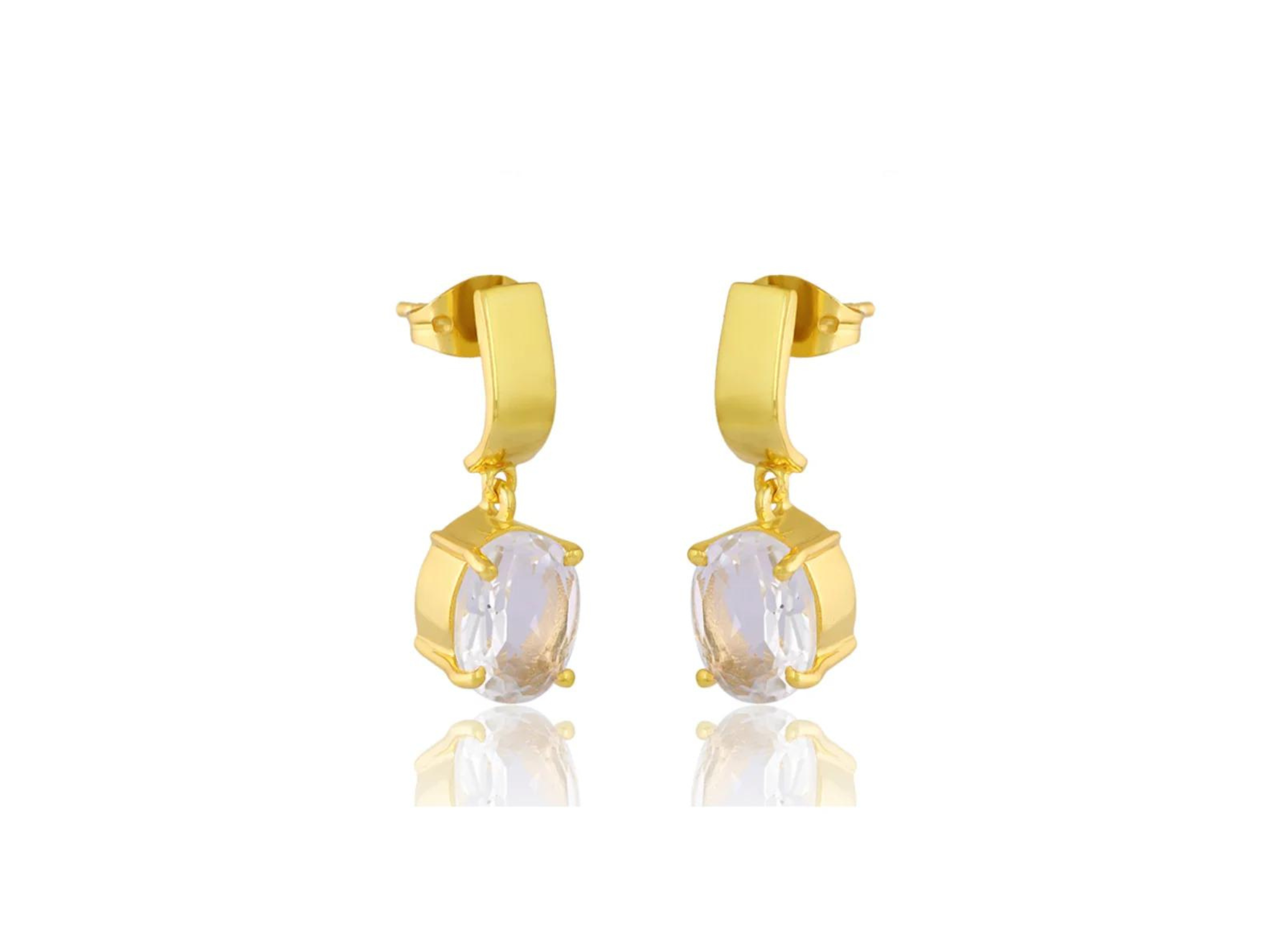 Lola Knight - Ella - Crystal Quartz Earrings - 18CT Gold