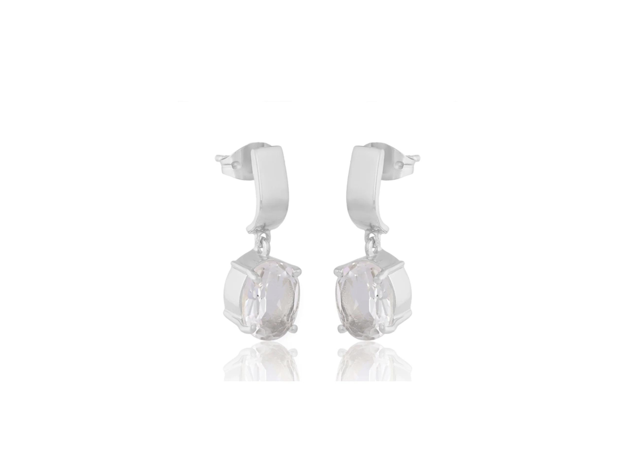 Lola Knight - Ella - Crystal Quartz Earrings - Silver