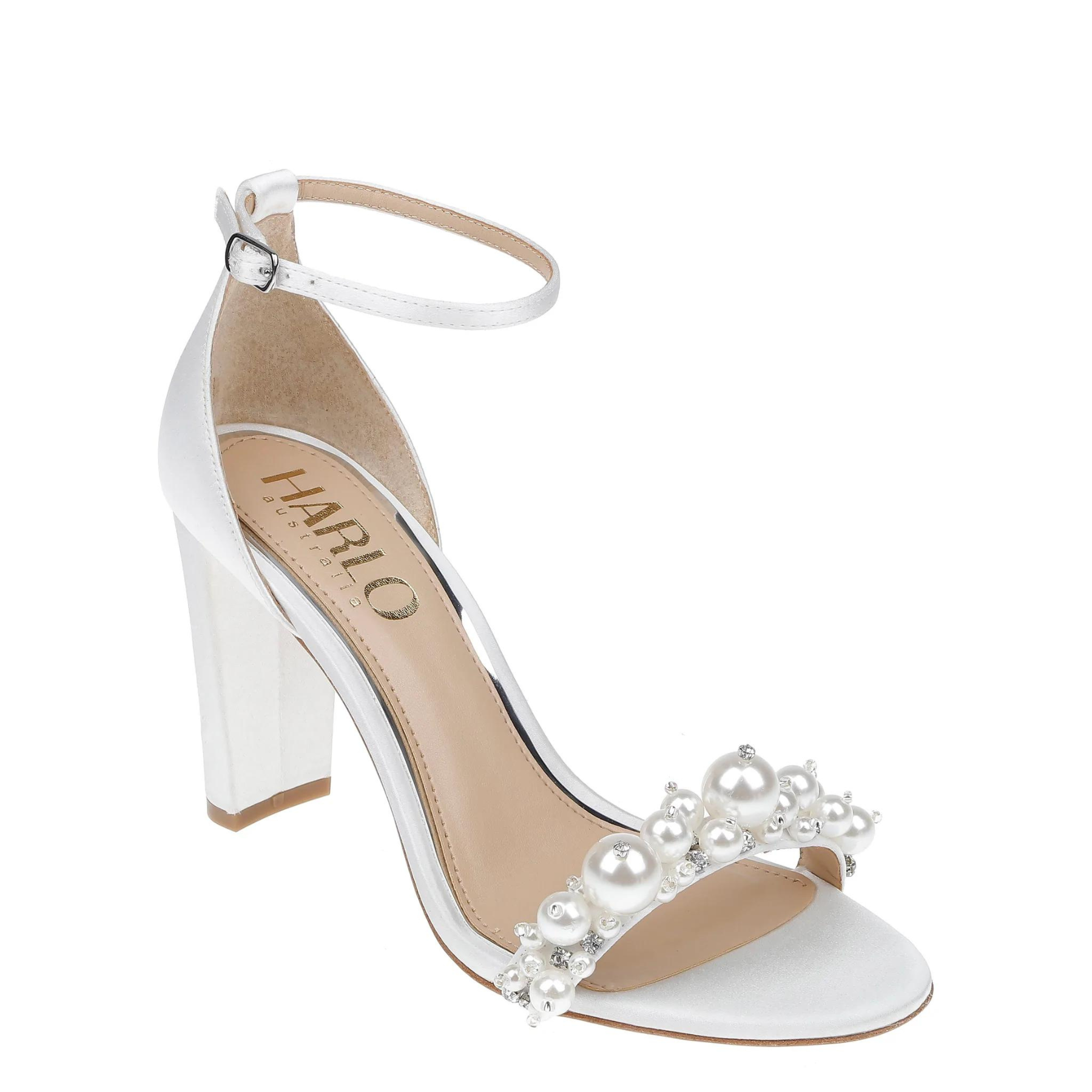 Charlotte - White Statement Pearl High Block Heels