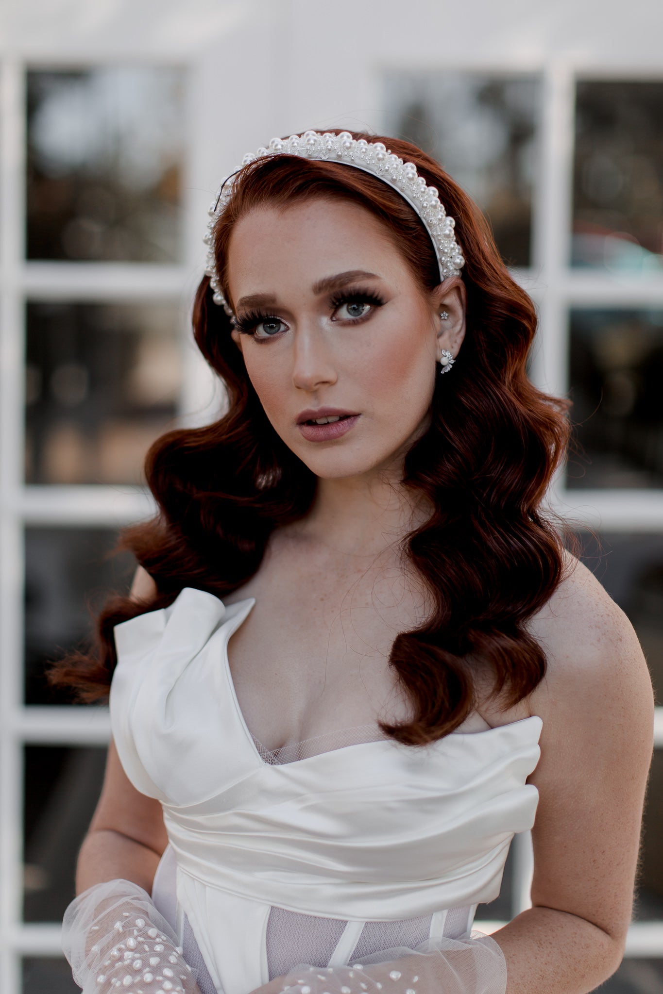 Vanessa - Pearl Crystal Cluster Bridal Headband