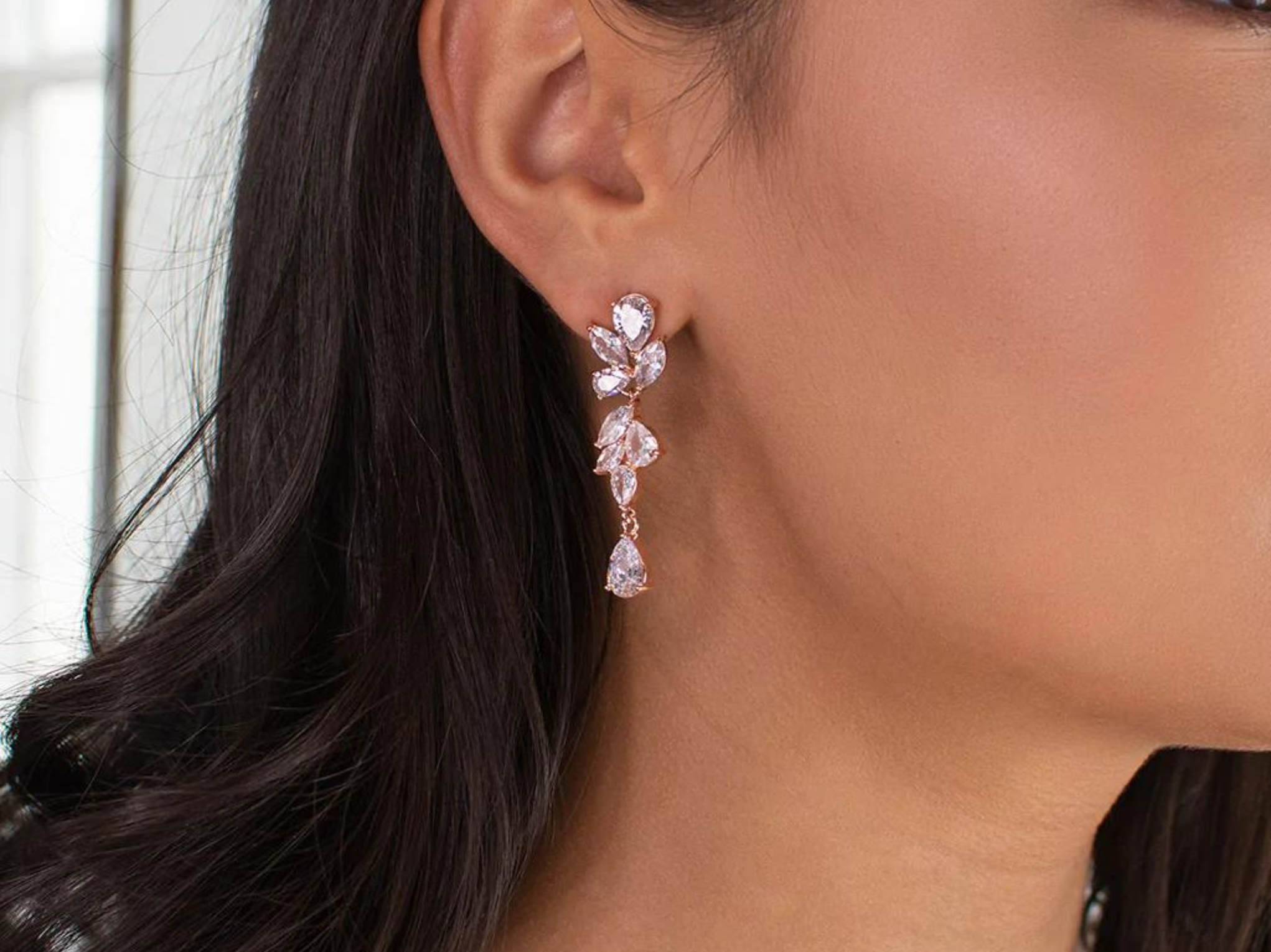 Clara - Crystal Cluster Drop Bridal Earrings