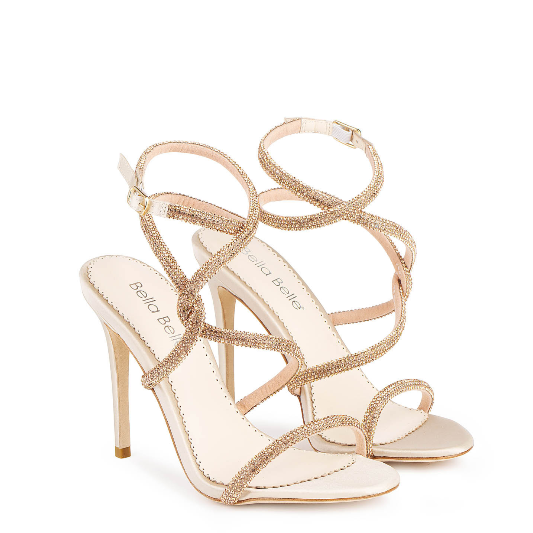 Teagan - Crystal Rope Gold Strappy Bridal Heels